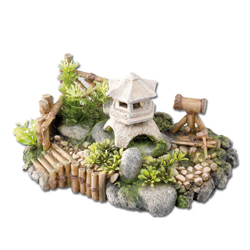 China Garten 20,5x17x18,5 cm | Künstliche Pflanzen, Wurzeln und Felsen