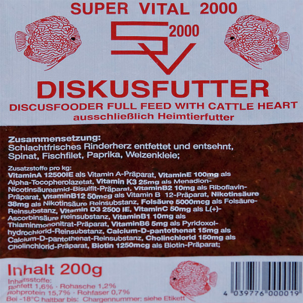 SV2000 Diskusfutter mit Rinderherz 200g Frostfutter