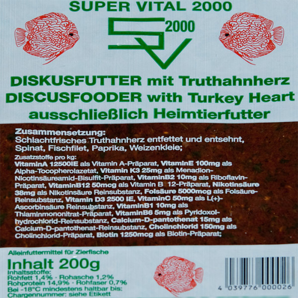 SV2000 Diskusfutter mit Truthahnherz 200g Frostfutter